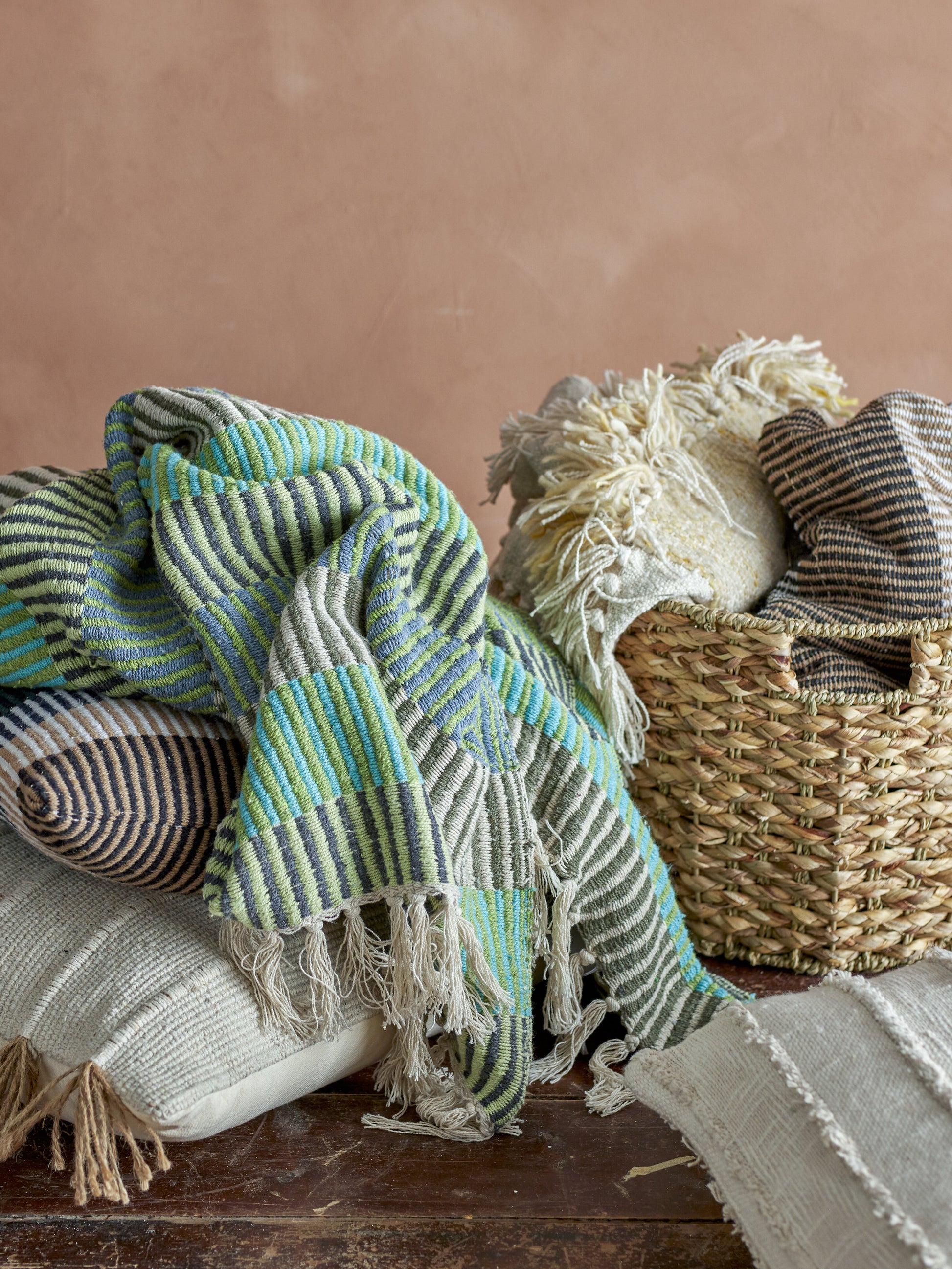 Plaid Isnel Coton recyclé bleu - Bloomingville — 330845.jpg