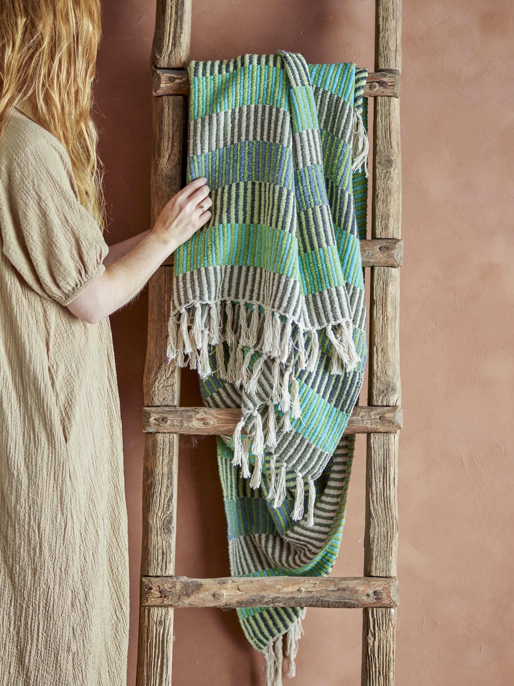 Plaid Isnel Coton recyclé bleu - Bloomingville — 330846.jpg