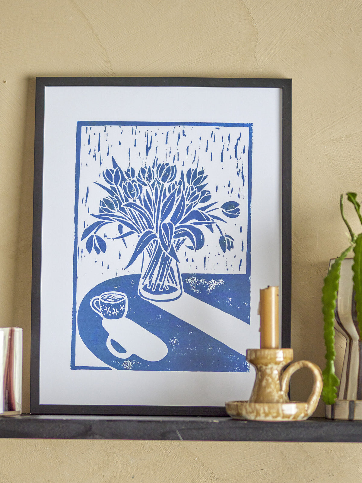Tulips Illustration W/ Frame Black Pine - Bloomingville — 330930.jpg