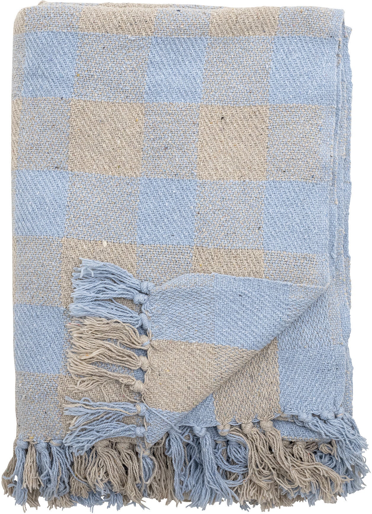 Plaid Largs Coton recyclé bleu - Bloomingville — 331589.jpg