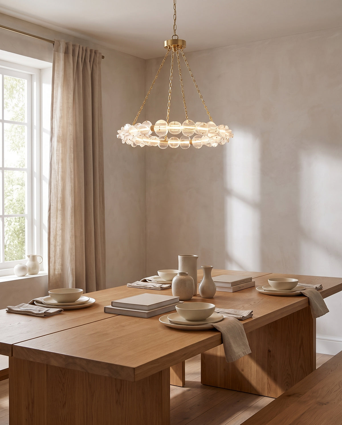 Suspension en laiton laiton vieilli 97x12cm Lindley - Hudson Valley Lighting en situation
