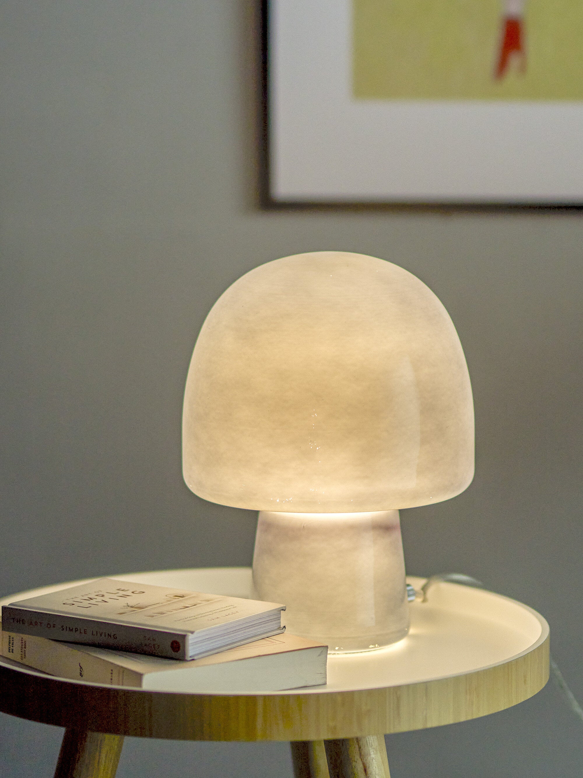 Lampe de table champignon en verre bleu Paddy - Bloomingville — 336778.jpg