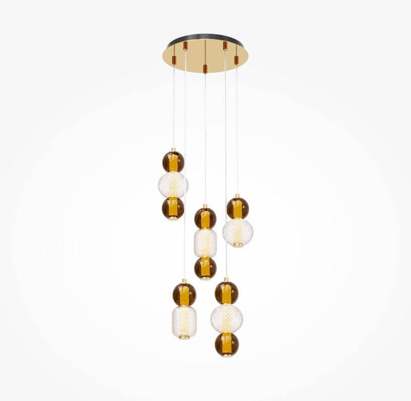 suspension-en-verre-et-metal-dore-5-ampoules-43cm-drop-maytoni-1