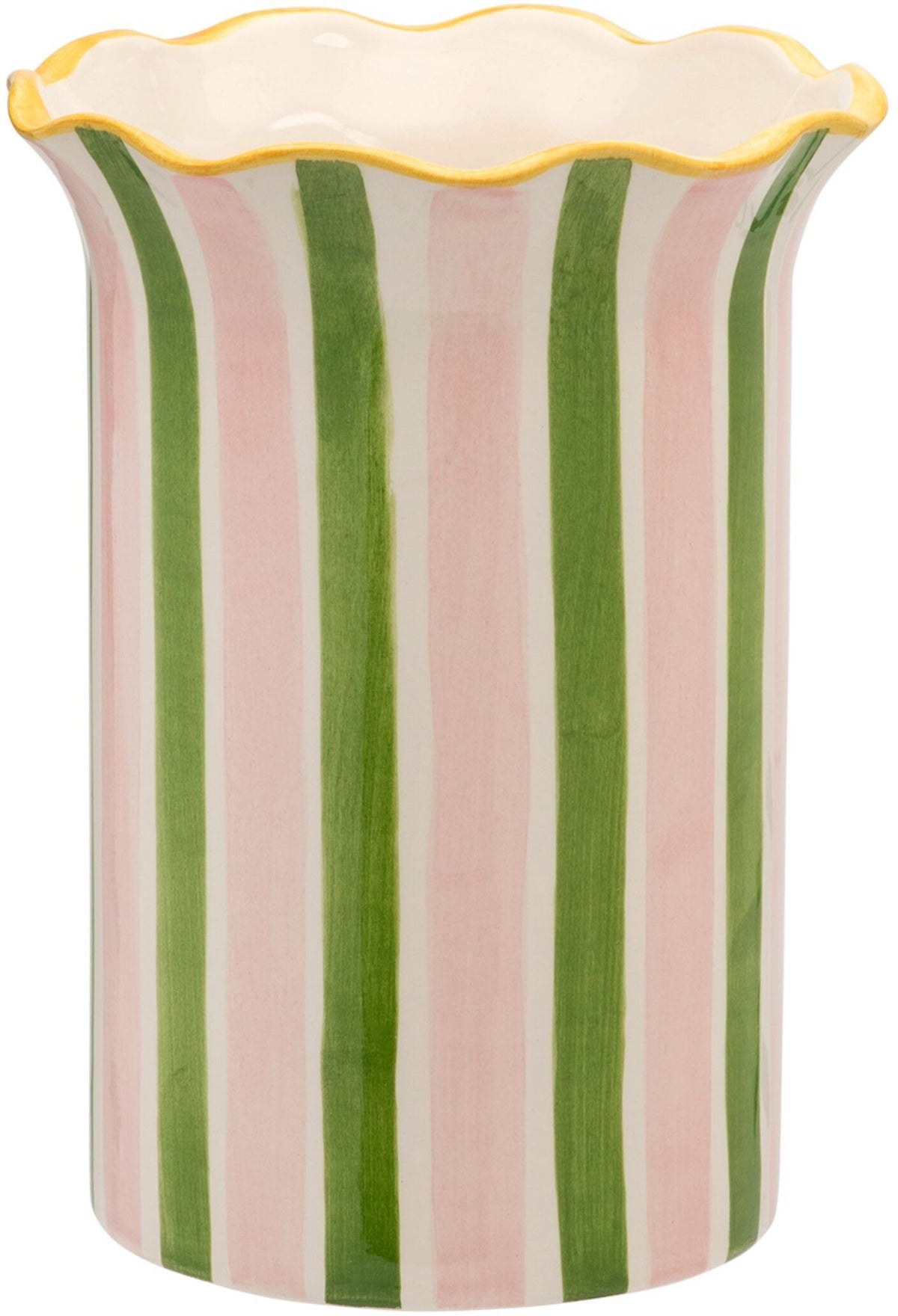 Vase en céramique rayé rose et vert 16 x 21 cm Ribbon - Anna + Nina — 338605.jpg
