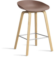 Sgabello da Bar Plastica Riciclata Morbida Rosso Mattone Piedi Quercia 65 cm AAS 32 2.0 - HAY