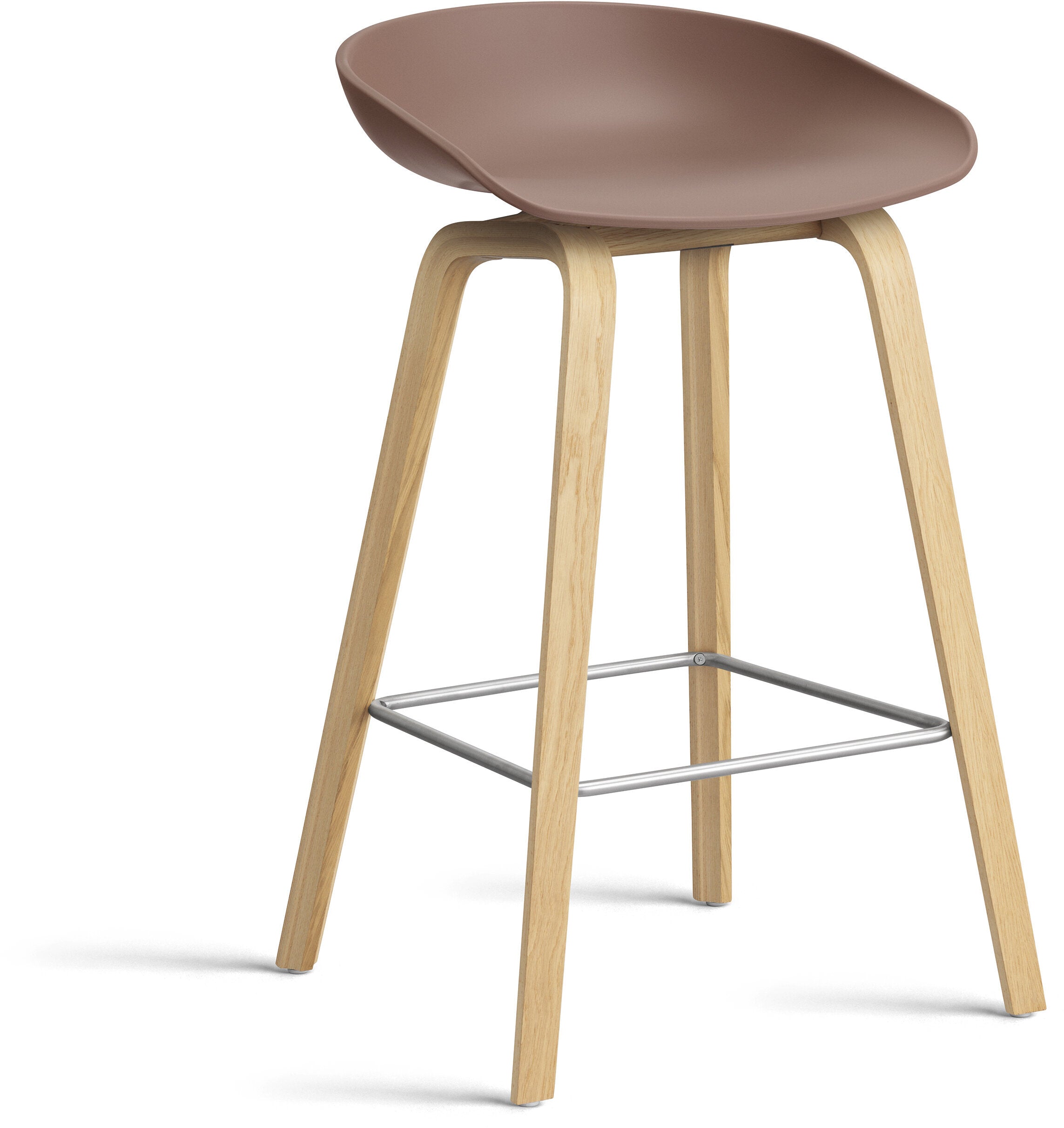 Tabouret de bar en plastique recyclé soft brique et pieds en chêne 65 cm AAS 32 2.0 - HAY — 339416.jpg