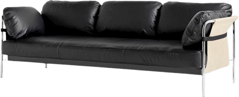 canape-trois-places-en-acier-chrome-et-cuir-noir-can-et-beige-hay-1