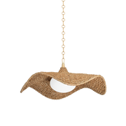Suspension en textile feuille d'or ancienne 105x44cm Levene - Corbett Lighting