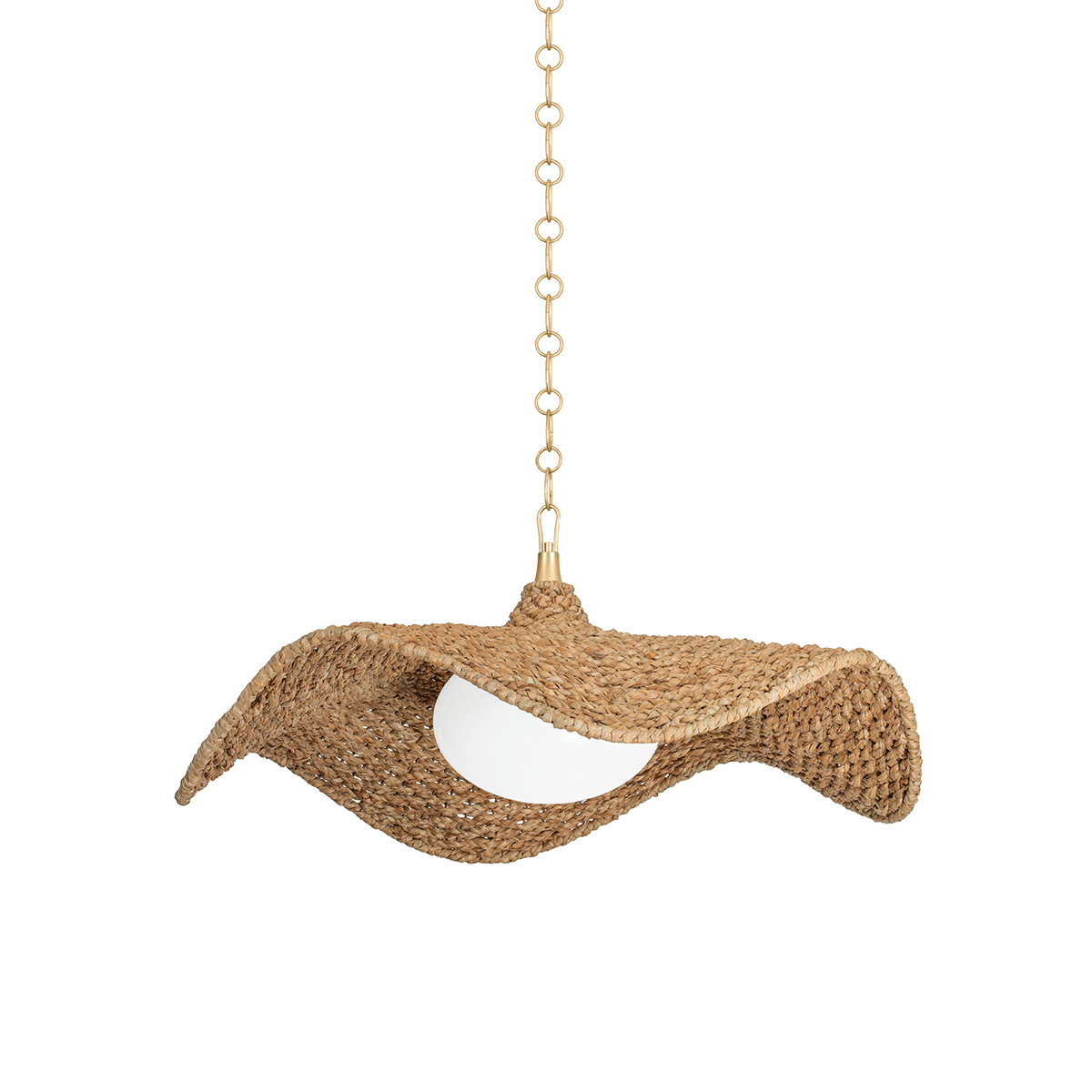 Suspension en textile feuille d'or ancienne 105x44cm Levene - Corbett Lighting