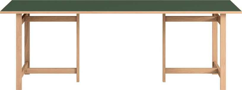 table-a-manger-rectangulaire-en-bois-de-chene-naturel-et-linoleum-vert-foret-220x90cm-moebe-2