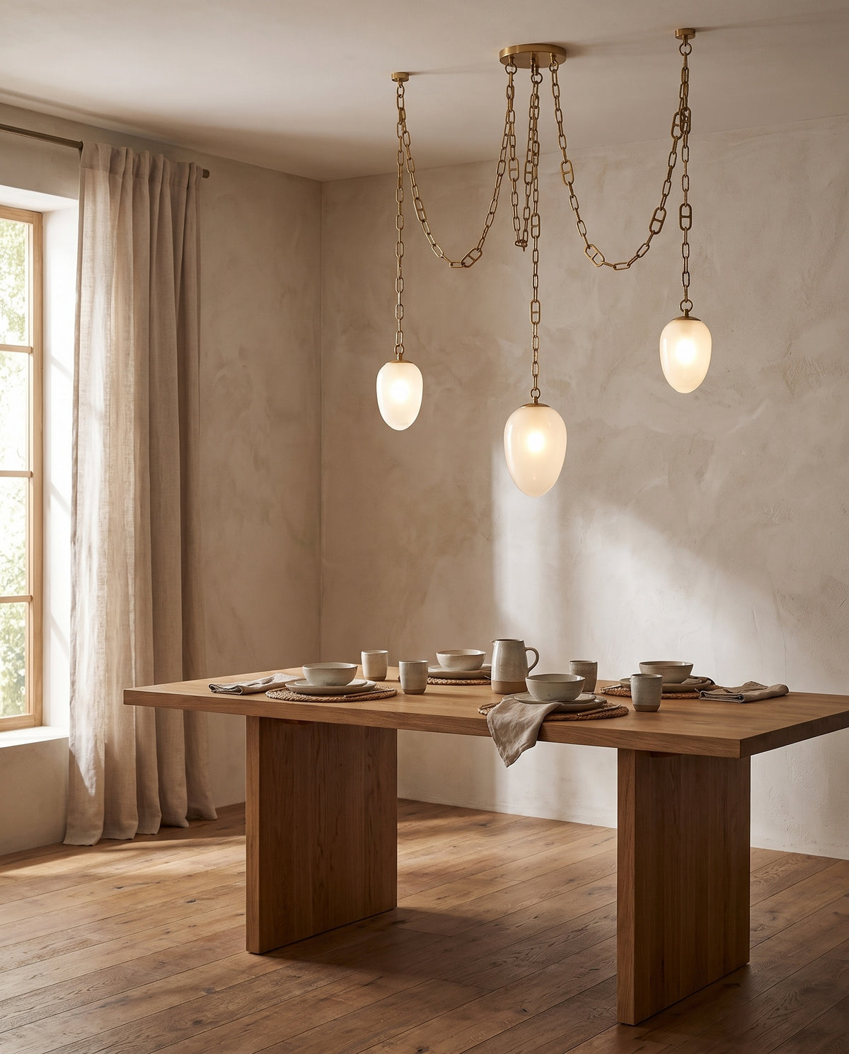 Suspension en acier laiton ancien 122x90cm Daith - Corbett Lighting en situation