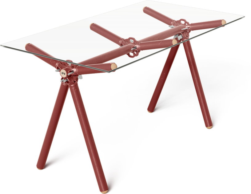 table-a-manger-en-verre-et-structure-en-echafaudage-rouge-140cm-clavex-maximum-1
