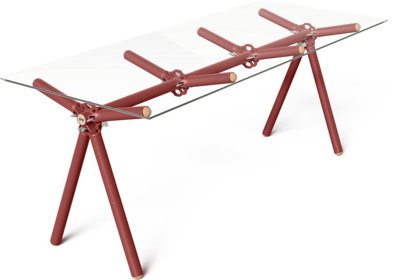 table-a-manger-en-verre-et-structure-en-echafaudage-rouge-200cm-clavex-maximum-1
