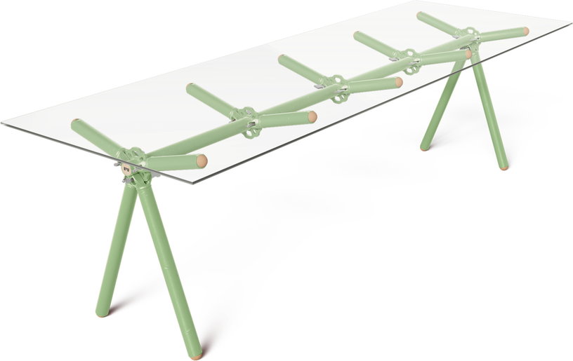table-a-manger-en-verre-et-structure-en-echafaudage-vert-250cm-clavex-maximum-1