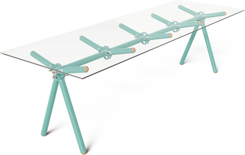 table-a-manger-en-verre-et-structure-en-echafaudage-turquoise-250cm-clavex-maximum-1