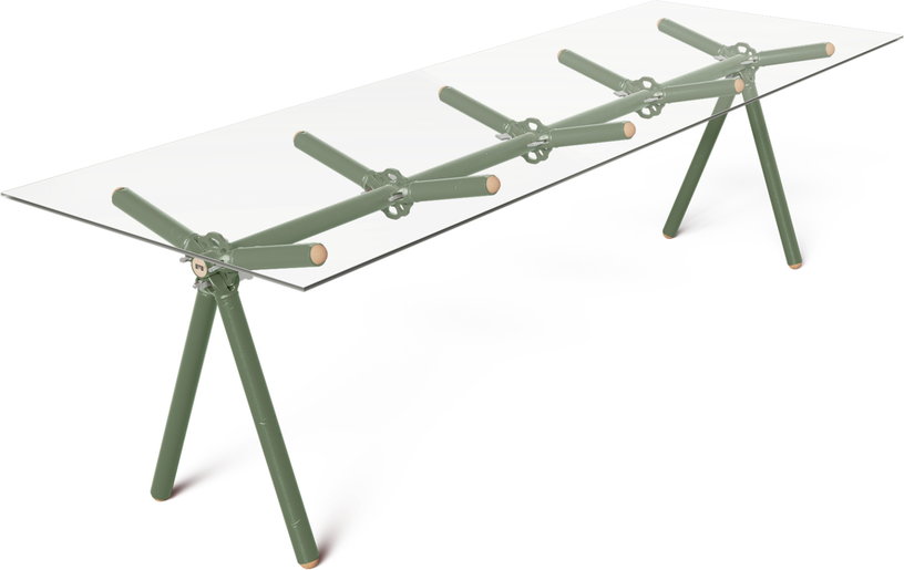 table-a-manger-en-verre-et-structure-en-echafaudage-kaki-250cm-clavex-maximum-1