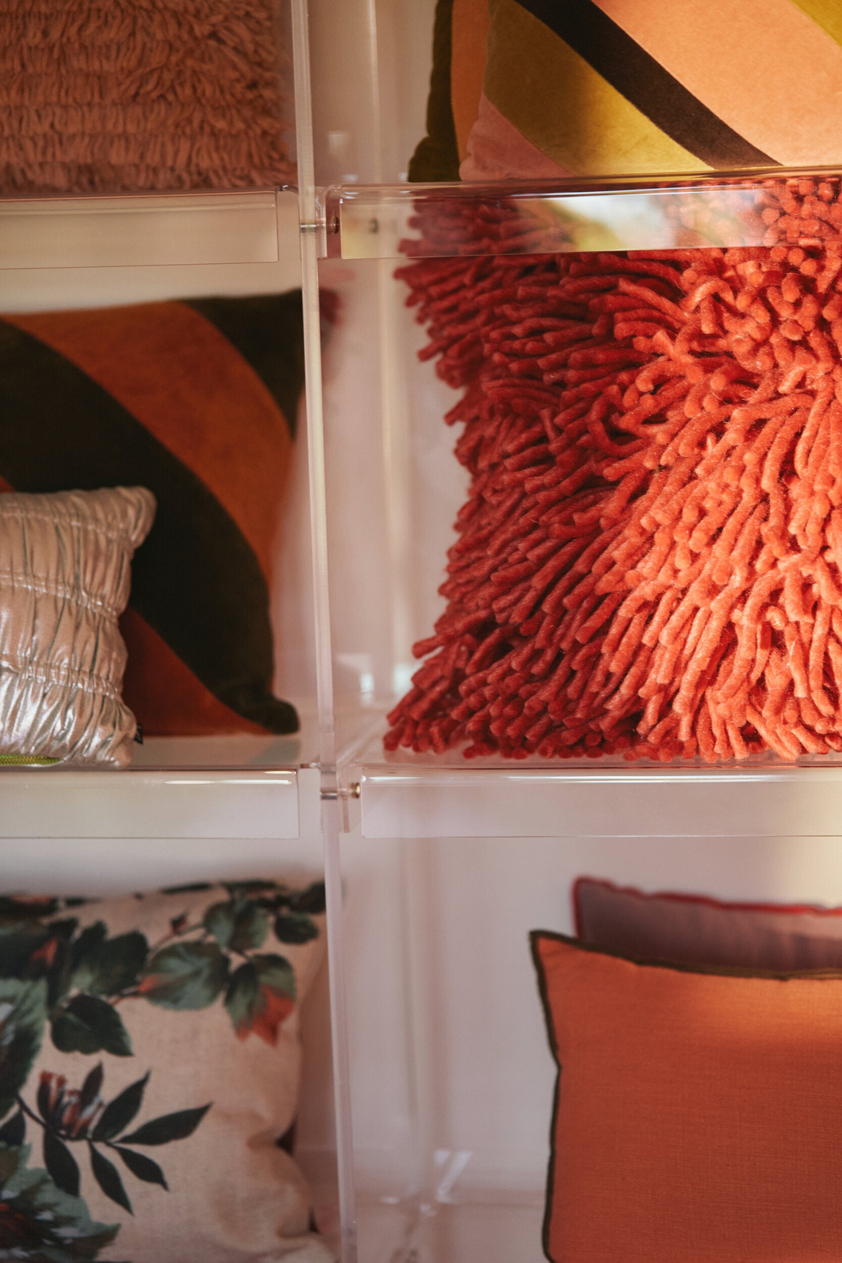 Coussin en laine rugueuse rouge cerise (50X50Cm) - HKLIVING — 355783.jpg