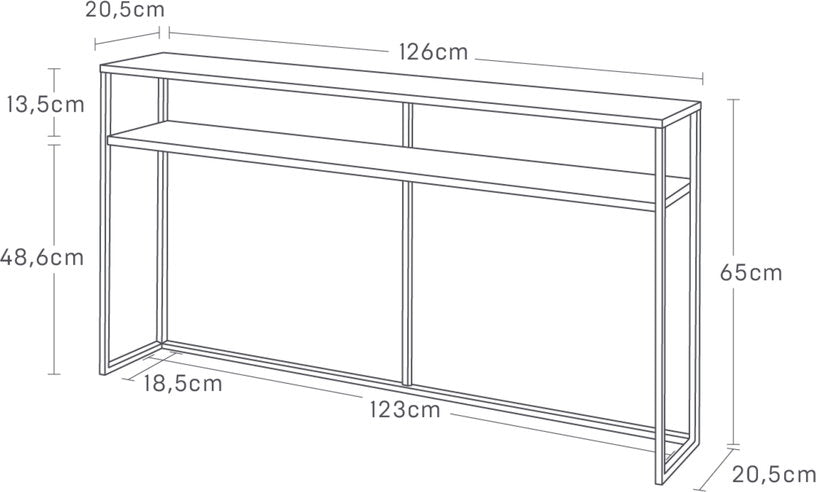 console-avec-etagere-en-acier-blanc-et-bois-126x20-5x65cm-yamazaki-2