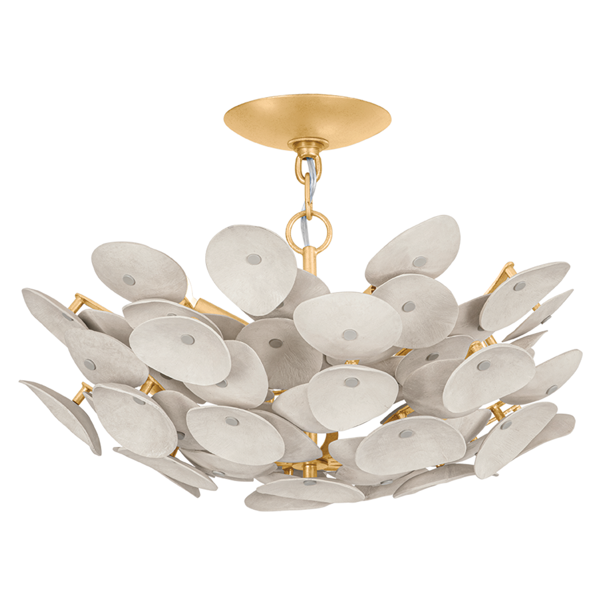 Plafonnier semi-encastré en fer feuille d'or ancienne 51x36cm Aimi - Corbett Lighting
