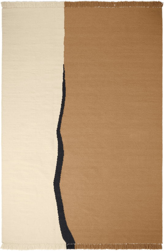 tapis-en-laine-sable-fonce-et-blanc-casse-200x300cm-soil-kelim-ferm-living-1