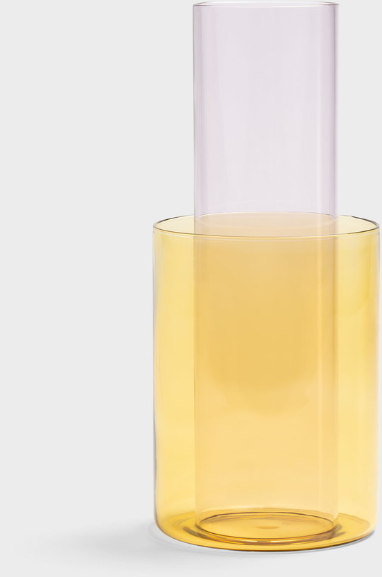 vase-en-verre-jaune-et-rose-11x25-5cm-amphi-klevering-1