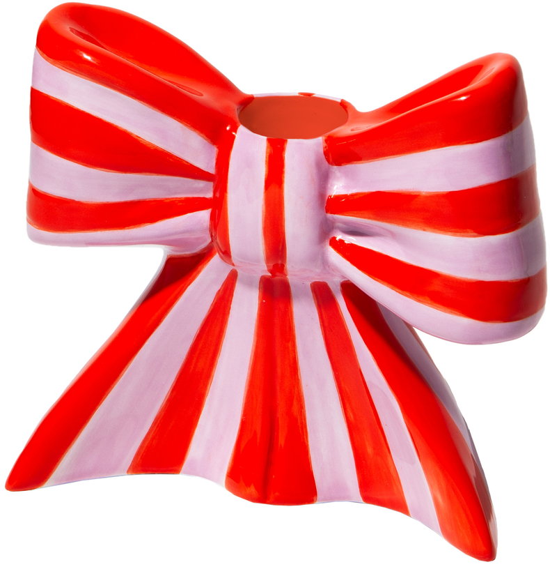 bougeoir-en-ceramique-noeud-a-rayure-rouge-12cm-doiy-2