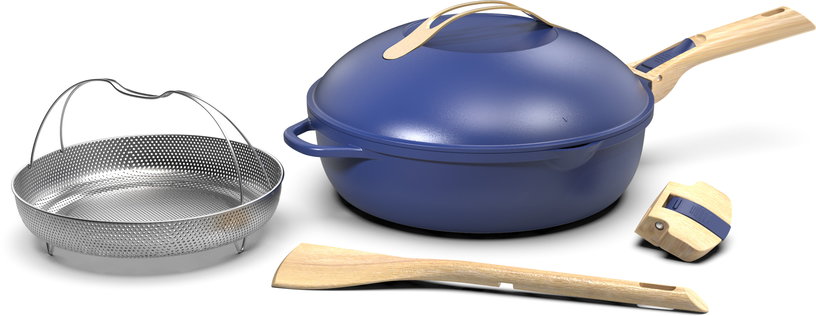 poele-1-a-8-personnes-en-metal-recycle-bleu-sahir-28cm-la-fabuleuse-cookut-2