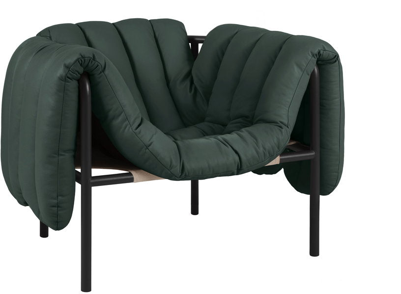 fauteuil-lounge-en-cuir-vert-fonce-et-acier-noir-puffy-hem-1