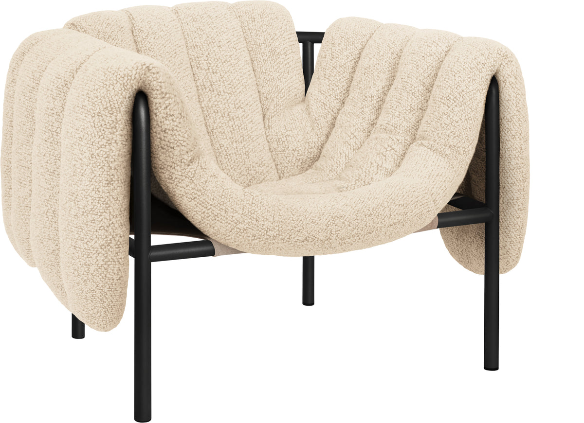 Fauteuil lounge en laine beige et acier noir Puffy - Hem — 372965.jpg