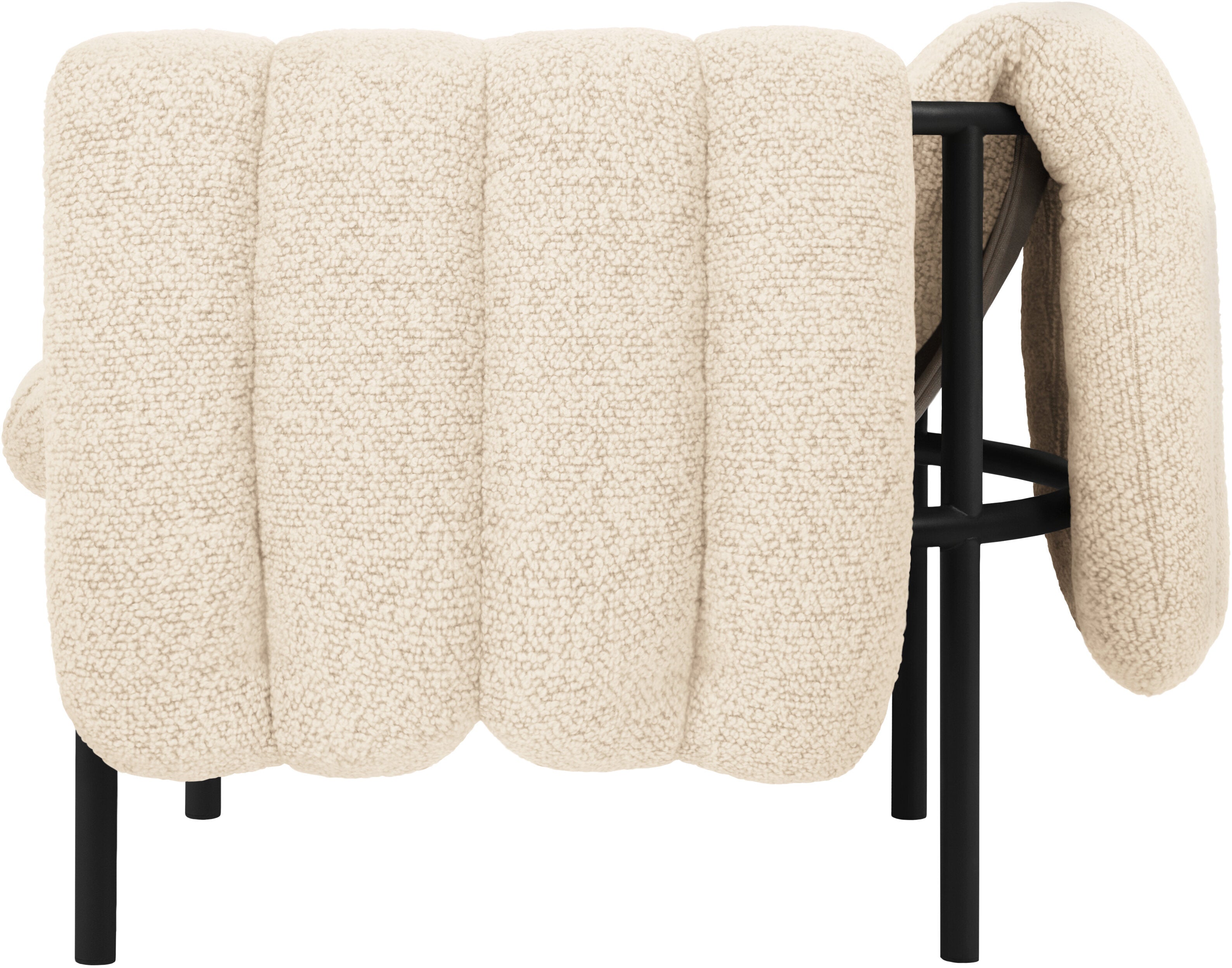Fauteuil lounge en laine beige et acier noir Puffy - Hem — 372969.jpg