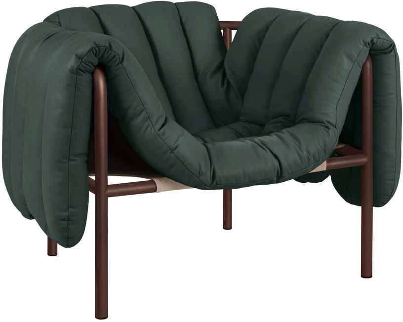 fauteuil-lounge-en-cuir-vert-fonce-et-acier-marron-puffy-hem-1