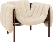 Fauteuil lounge en laine beige et acier marron Puffy - Hem — 373075.jpg