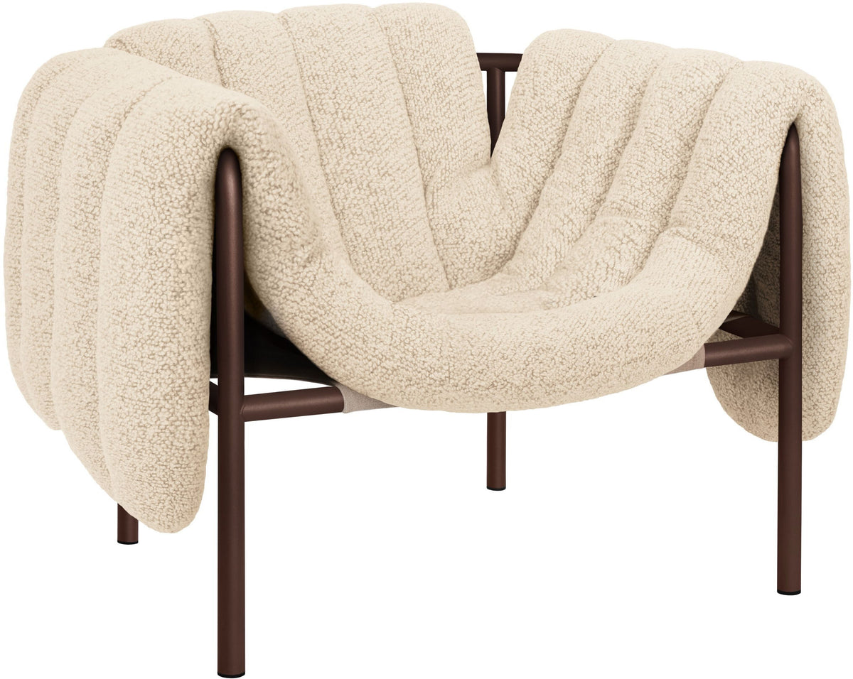 Fauteuil lounge en laine beige et acier marron Puffy - Hem — 373075.jpg
