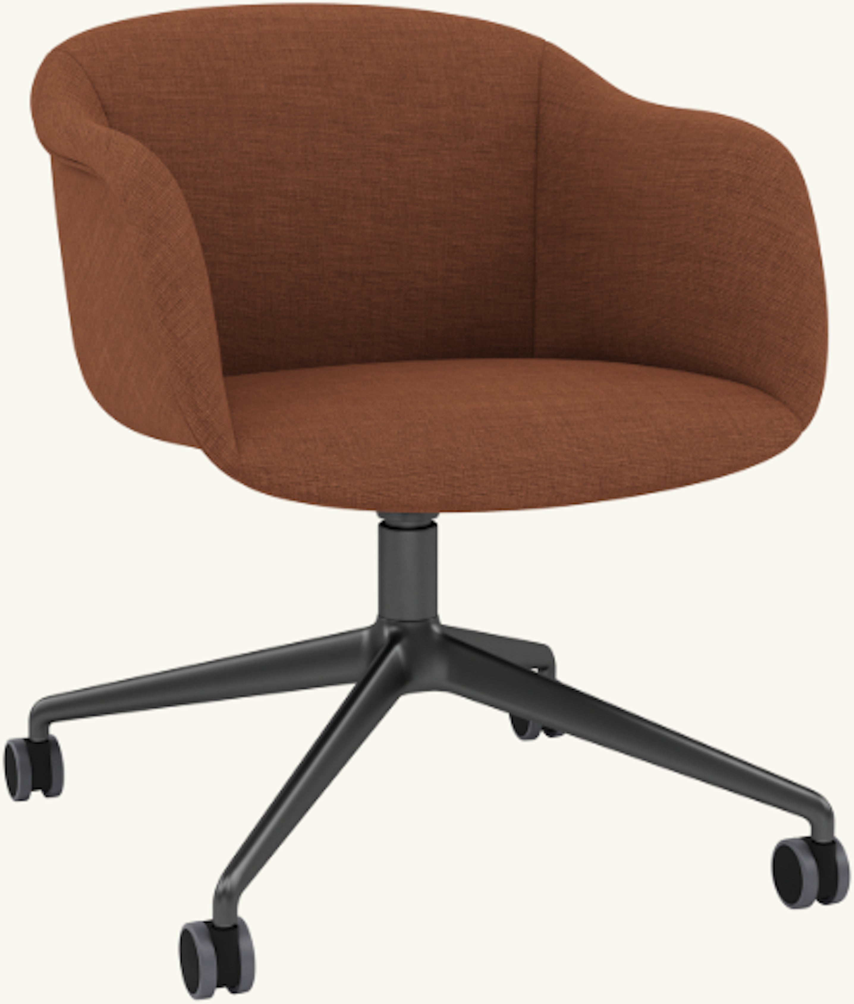 Chaise avec accoudoirs pivotant avec roulettes en tissu marron Fiber - Muuto — 373839.jpg