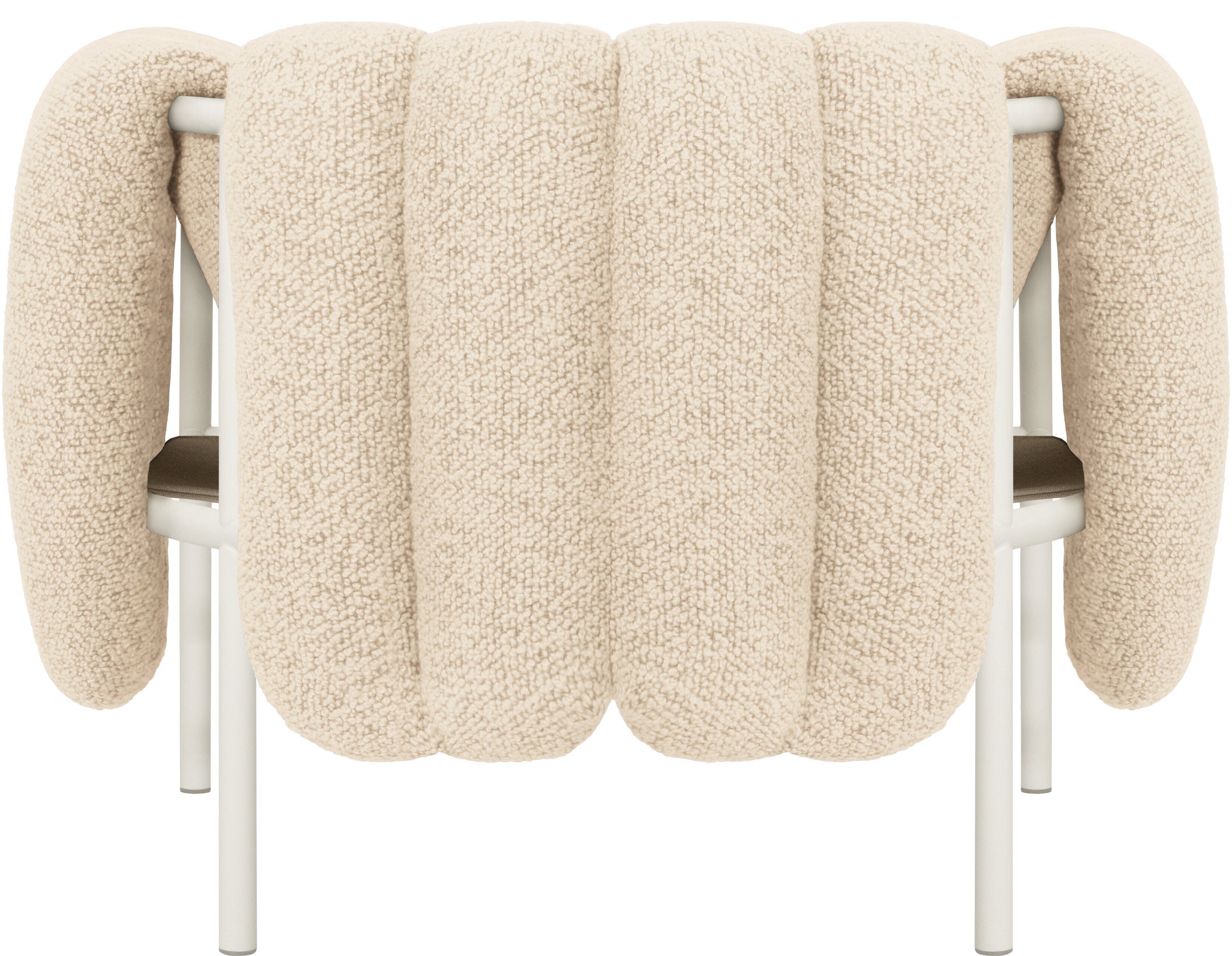 Fauteuil lounge en laine beige et acier crème Puffy - Hem — 373916.jpg
