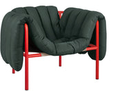 Fauteuil lounge en cuir vert foncé et acier rouge Puffy - Hem — 373970.jpg