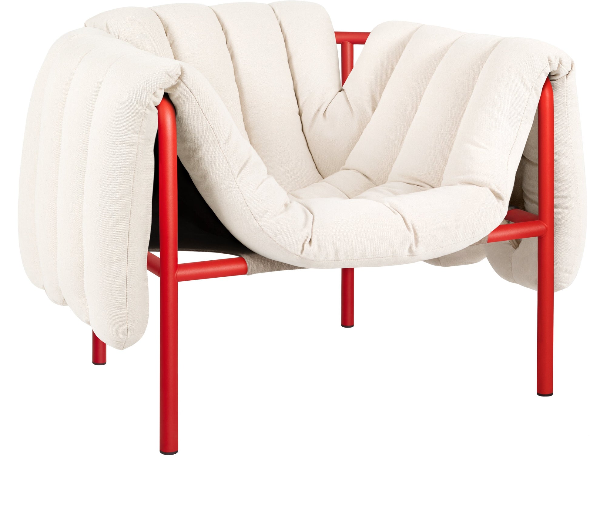 Fauteuil lounge en coton naturel et acier rouge Puffy - Hem — 373978.jpg