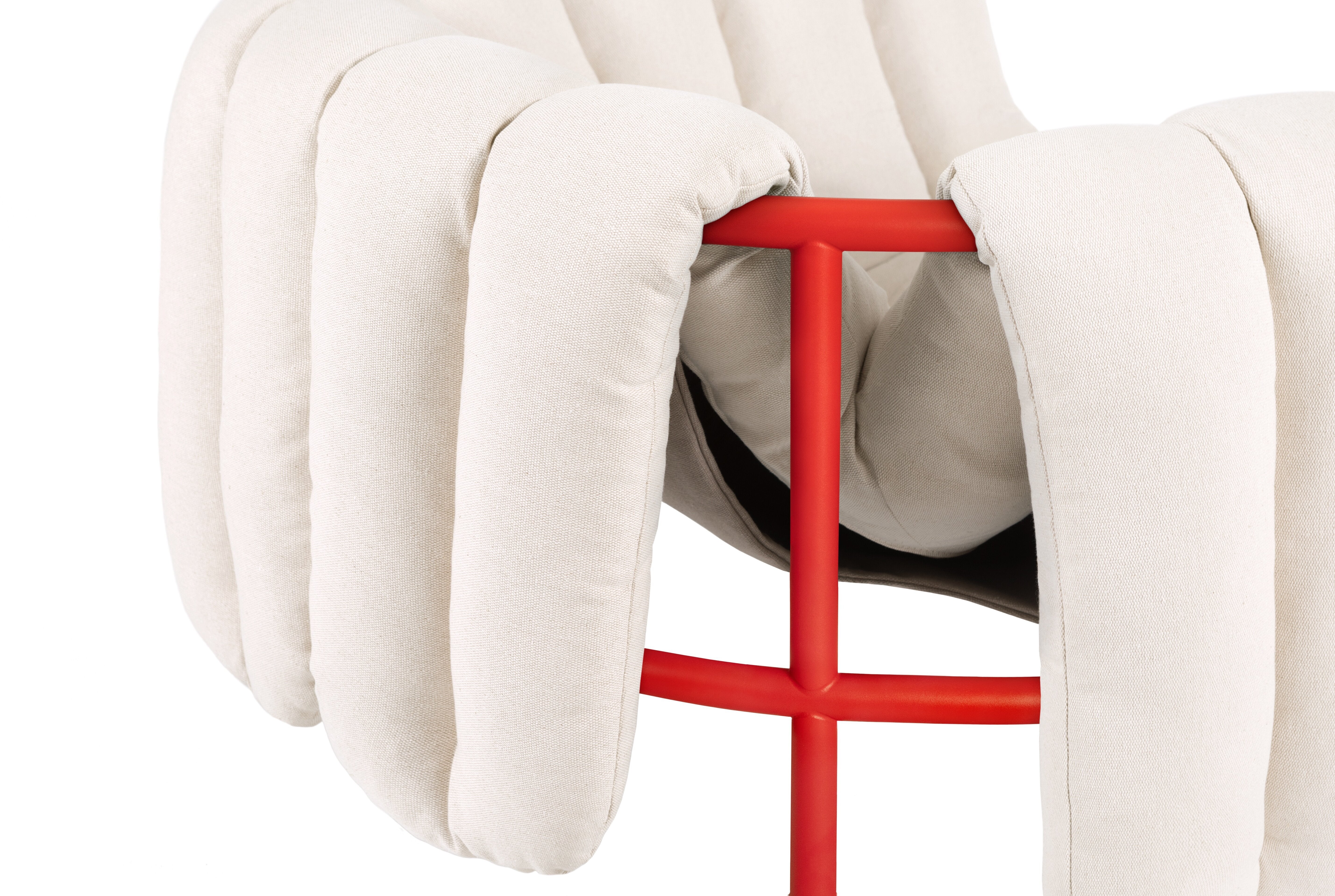 Fauteuil lounge en coton naturel et acier rouge Puffy - Hem — 373979.jpg