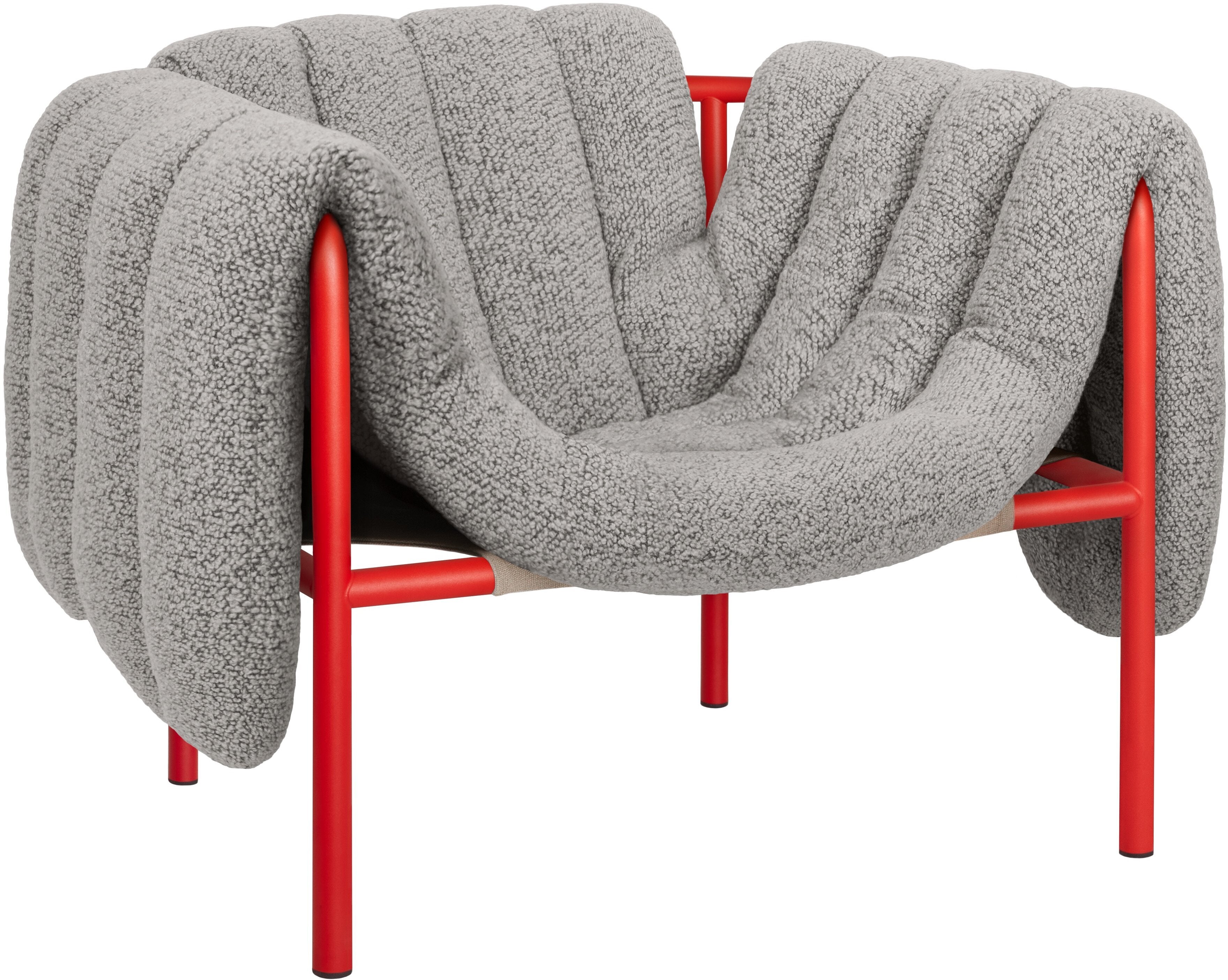 Fauteuil lounge en laine grise et acier rouge Puffy - Hem — 373980.jpg