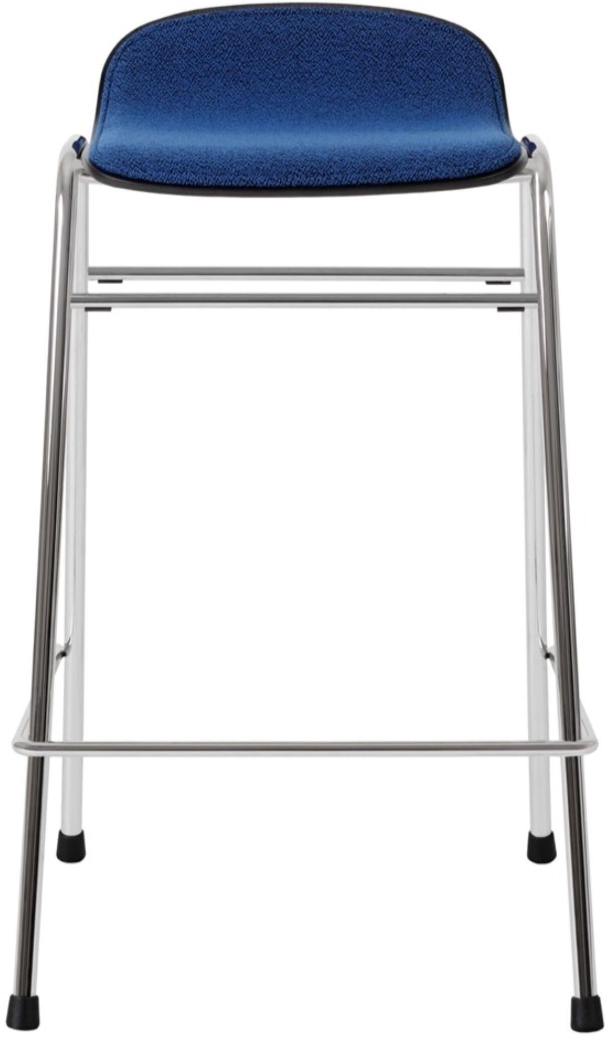 Tabouret de bar 65 cm en tissu bleu et cadre argenté Touchwood - Hem — 374426.jpg