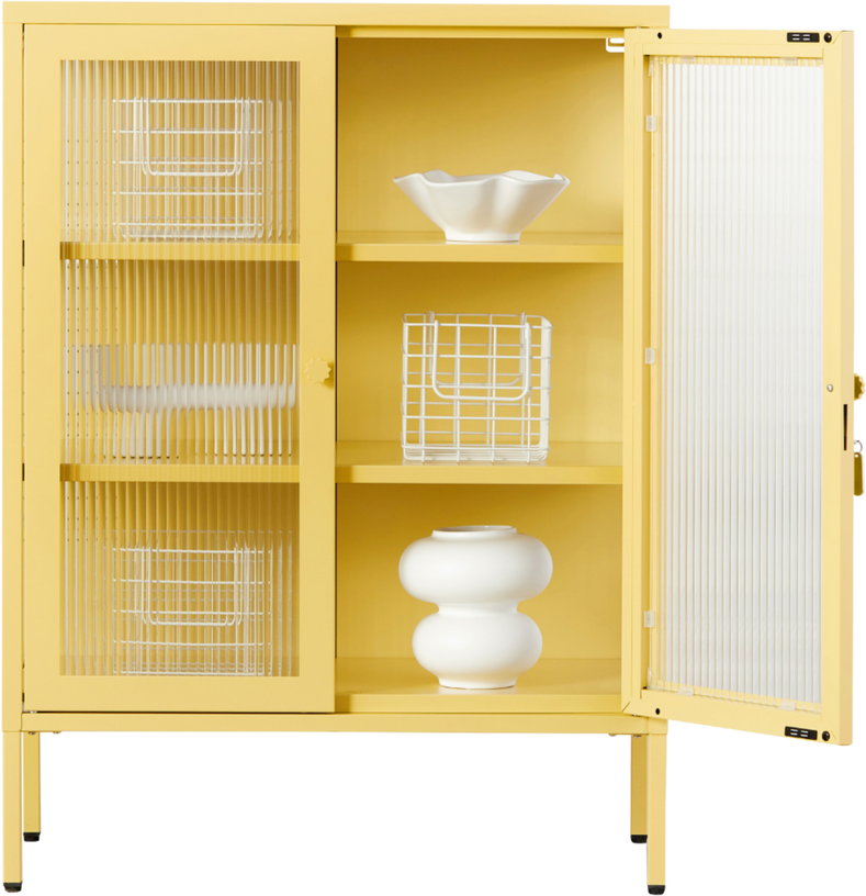 cabinet-en-acier-jaune-beurre-et-verre-cannele-74x40x100cm-the-mixer-mustard-made-2