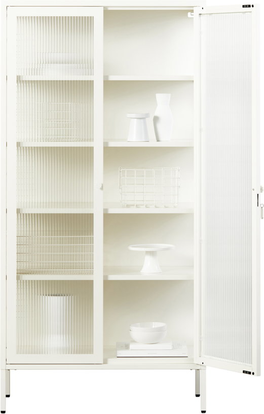 vaisselier-en-acier-blanc-craie-et-verre-cannele-85x40x170cm-the-collector-mustard-made-2