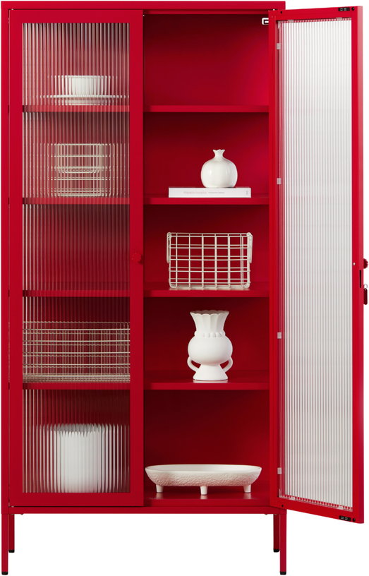 vaisselier-en-acier-rouge-coquelicot-et-verre-cannele-85x40x170cm-the-collector-mustard-made-2