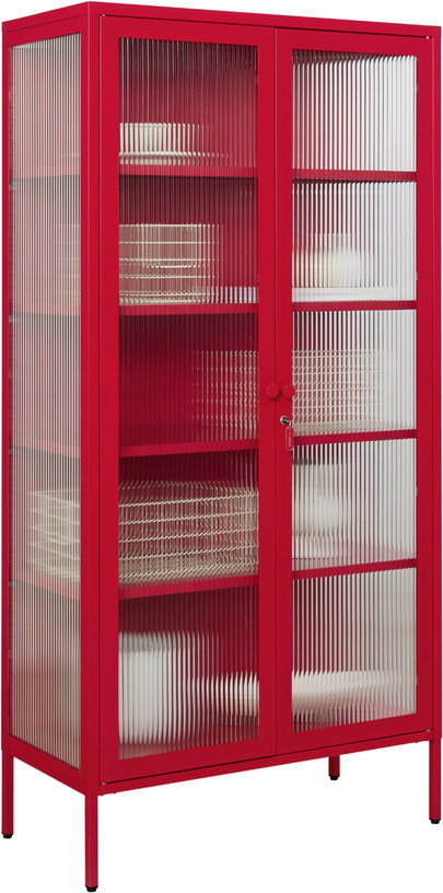 vaisselier-en-acier-rouge-coquelicot-et-verre-cannele-85x40x170cm-the-collector-mustard-made-3