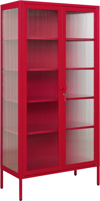 vaisselier-en-acier-rouge-coquelicot-et-verre-cannele-85x40x170cm-the-collector-mustard-made-4