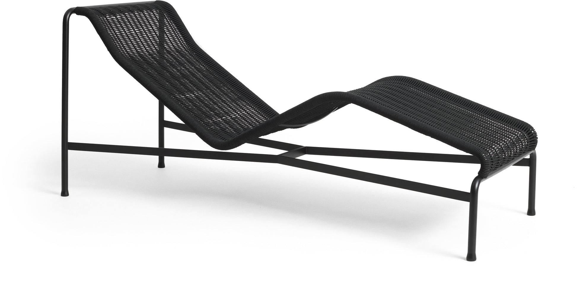 Chaise longue en corde et acier noir 65x164x70cm Palissade - Hay — 376261.jpg