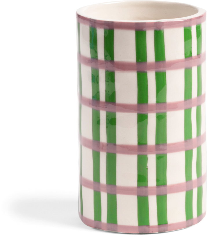 vase-en-porcelaine-rayures-vertes-et-rose-13cm-grid-klevering-1