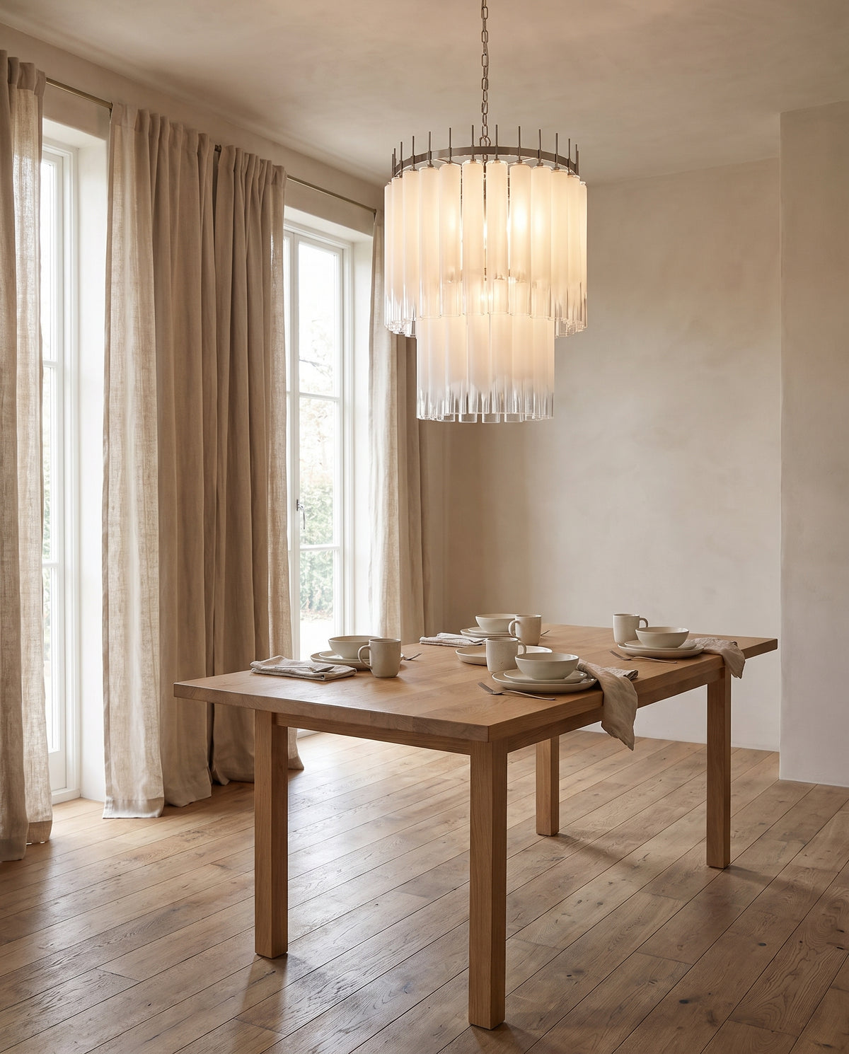 Suspension en acier nickel poli 60x91cm Tyrell - Hudson Valley Lighting en situation