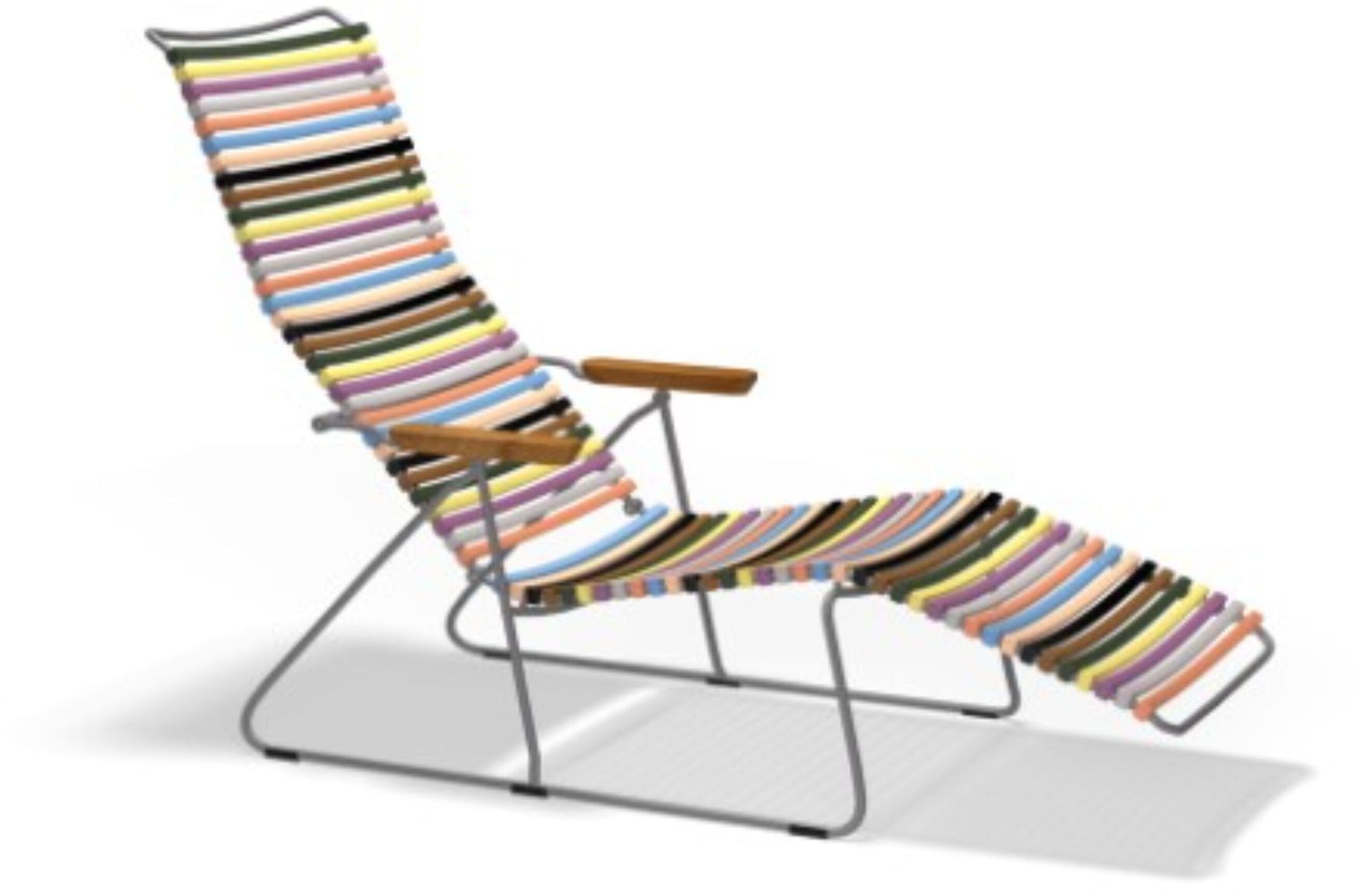 Chaise longue en acier et lamelle en plastique multicolore 1 60x145x32cm - Houe — 378692.jpg