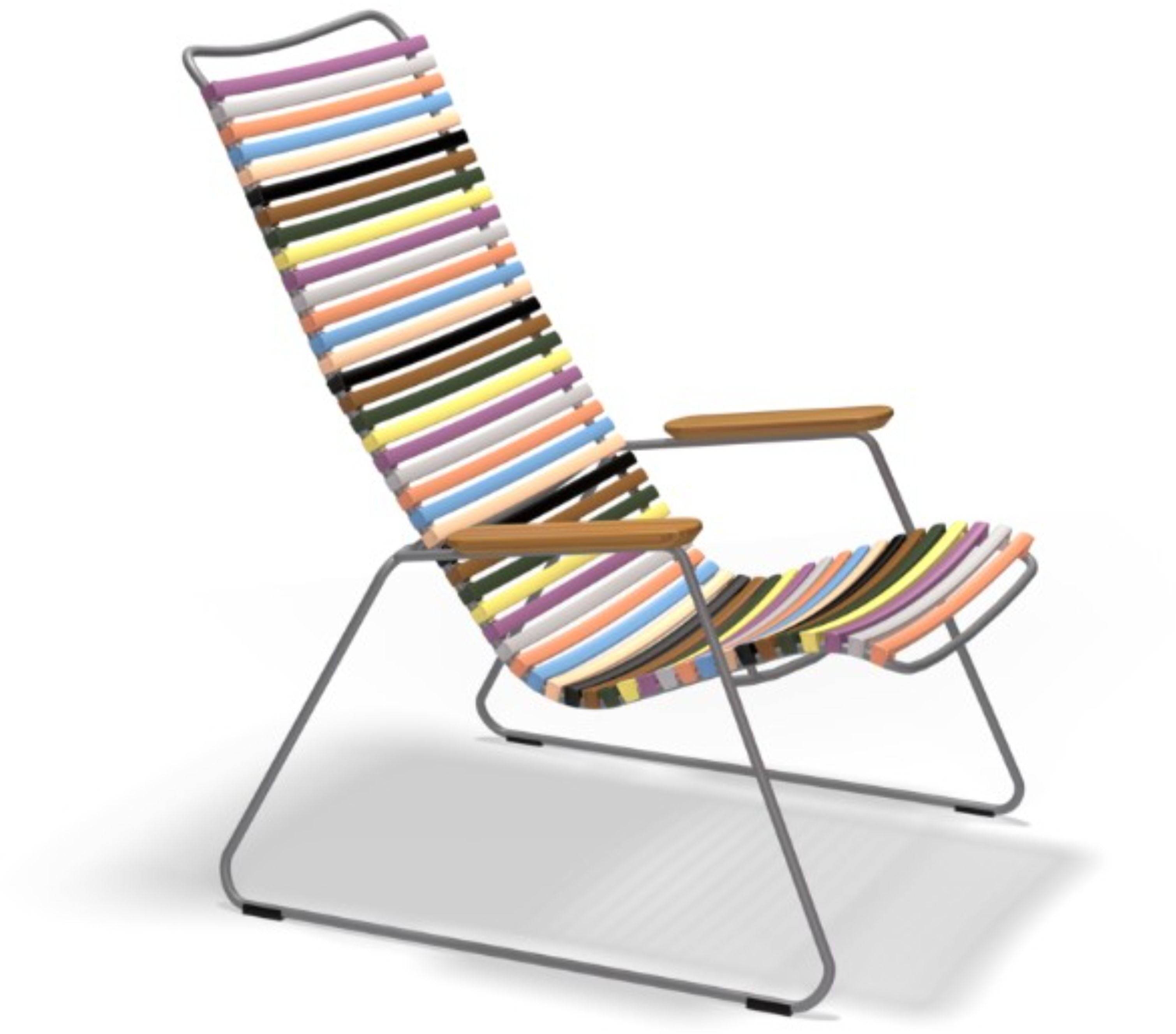 Chaise lounge en acier et lamelle en plastique multicolore 2 60x145x32cm - Houe — 378727.jpg